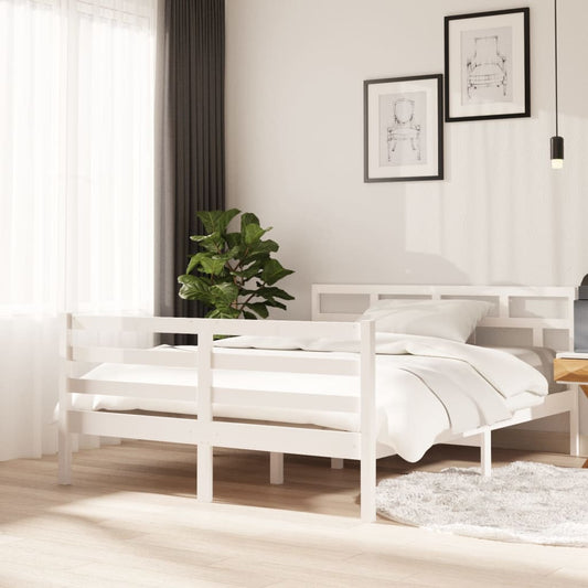 3101264 vidaXL Bed Frame without Mattress White Solid Wood 140x190 cm (810411+814195)