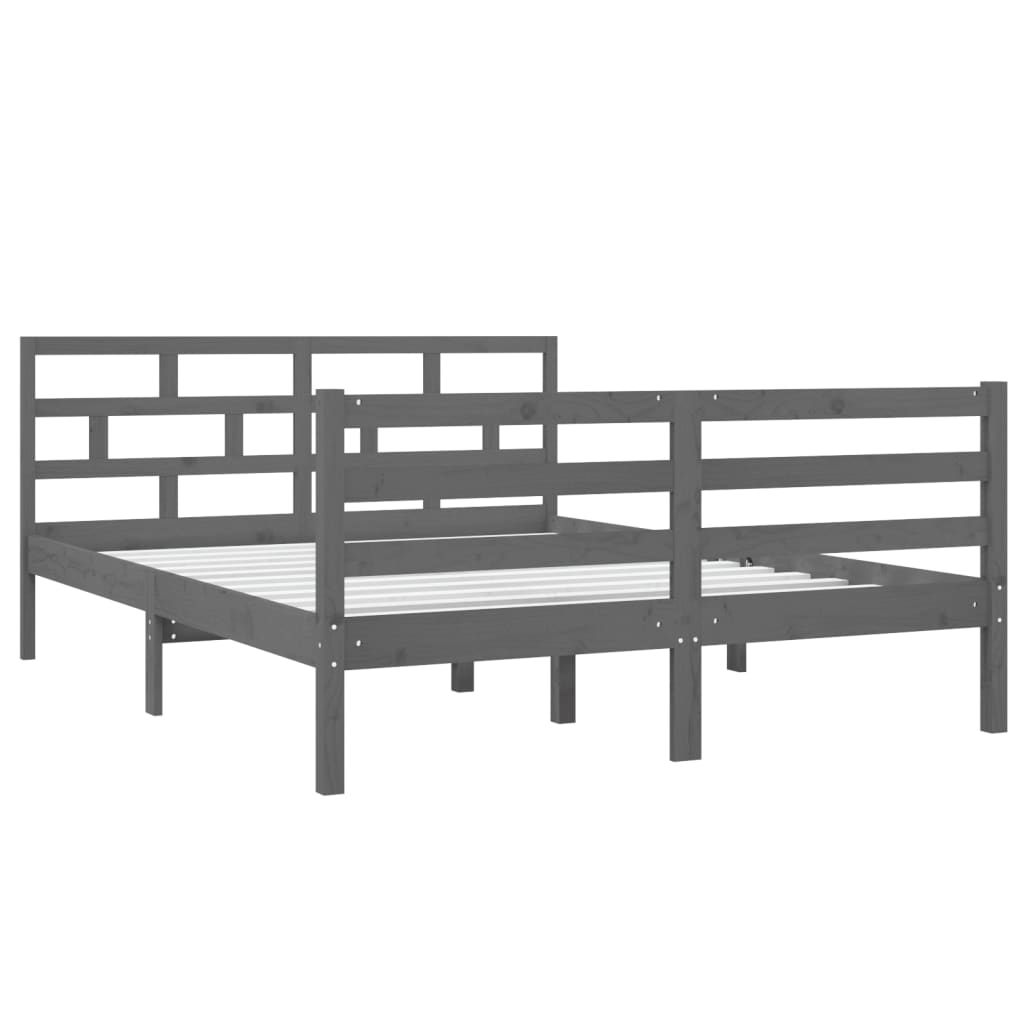 3101265 vidaXL Bed Frame without Mattress Grey Solid Wood 140x190 cm (810412+814196)