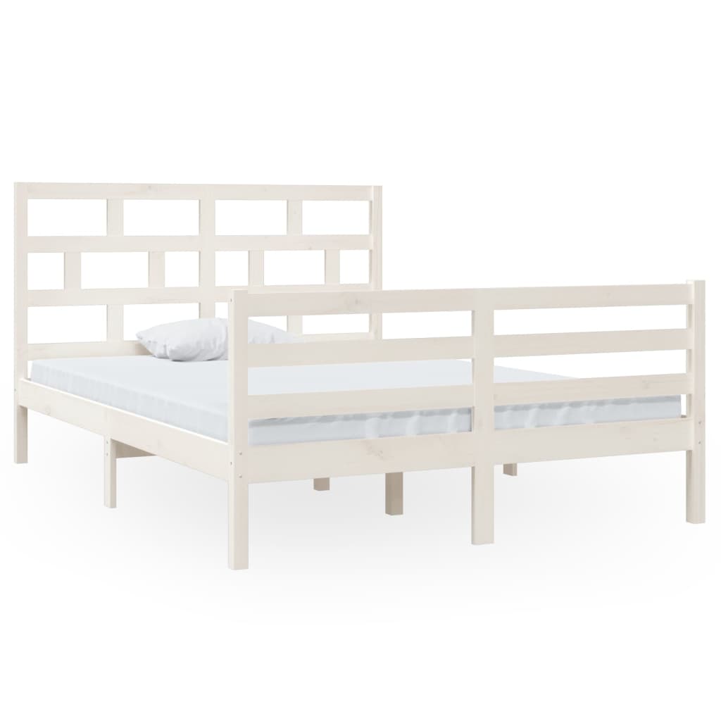 3101284 vidaXL Bed Frame without Mattress White Solid Wood 140x200 cm (810431+814195)