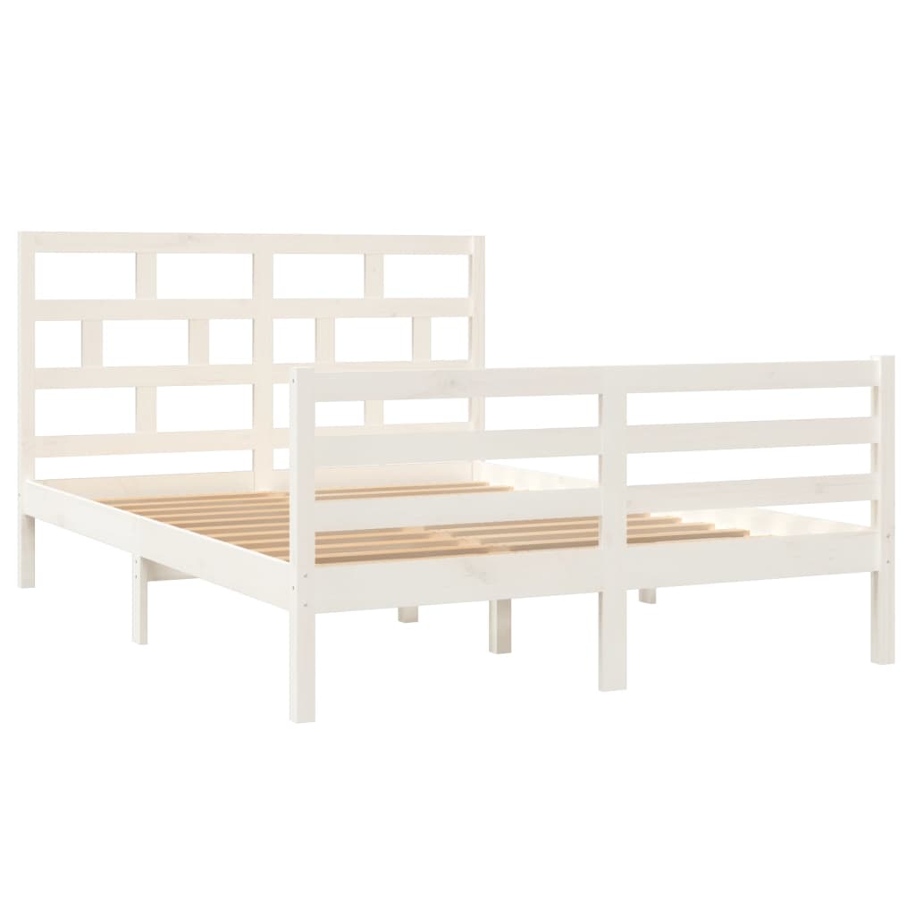 3101284 vidaXL Bed Frame without Mattress White Solid Wood 140x200 cm (810431+814195)