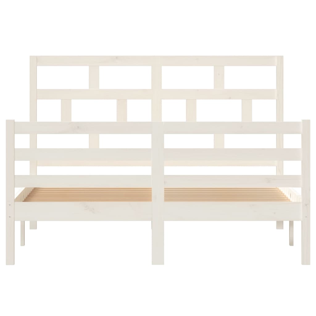 3101284 vidaXL Bed Frame without Mattress White Solid Wood 140x200 cm (810431+814195)