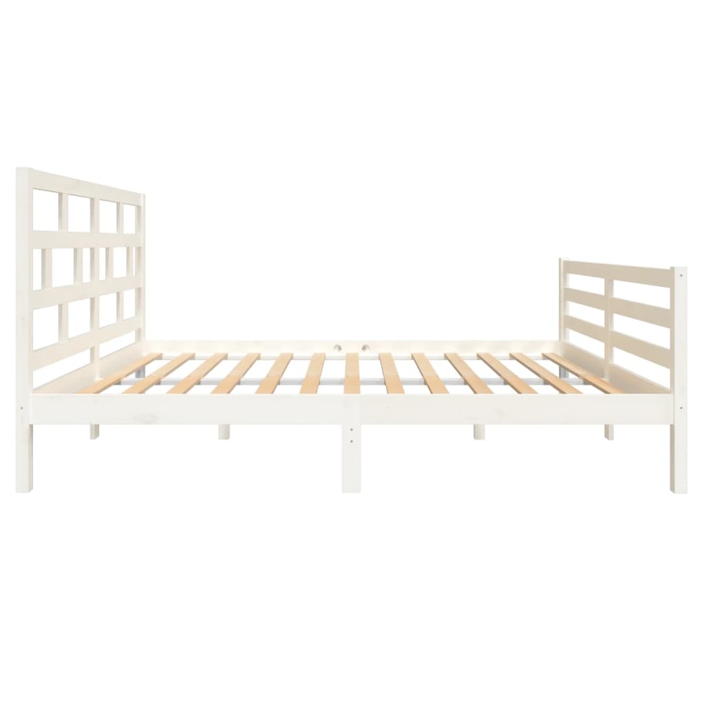 3101284 vidaXL Bed Frame without Mattress White Solid Wood 140x200 cm (810431+814195)