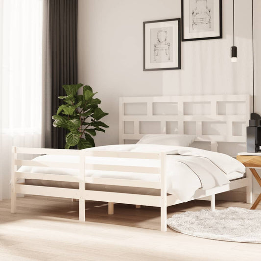 vidaXL Bed Frame without Mattress White Solid Wood Super King Size