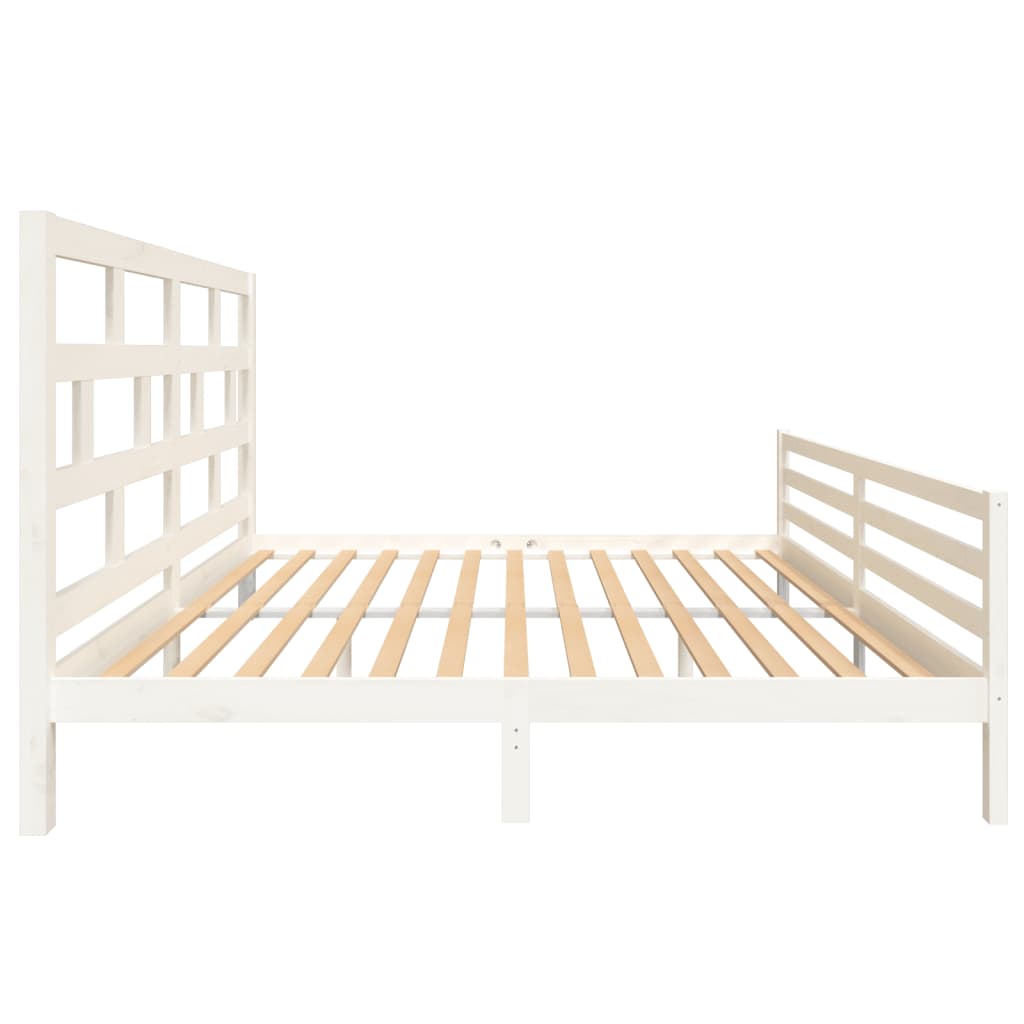 Bed Frame | White | Solid Pine Wood | Double | Durable | Bed Frame
