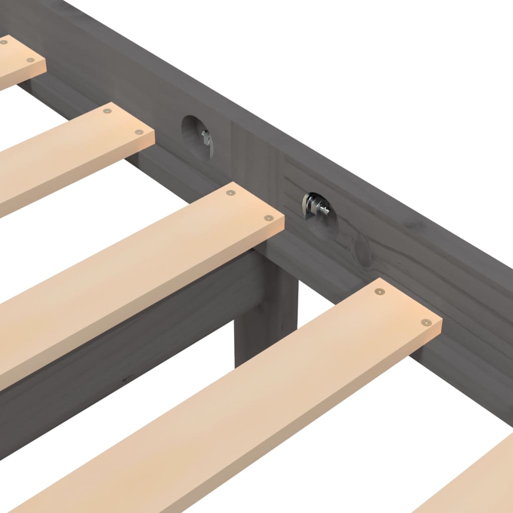 3101305 vidaXL Bed Frame without Mattress Grey Solid Wood 200x200 cm (810452+814216)