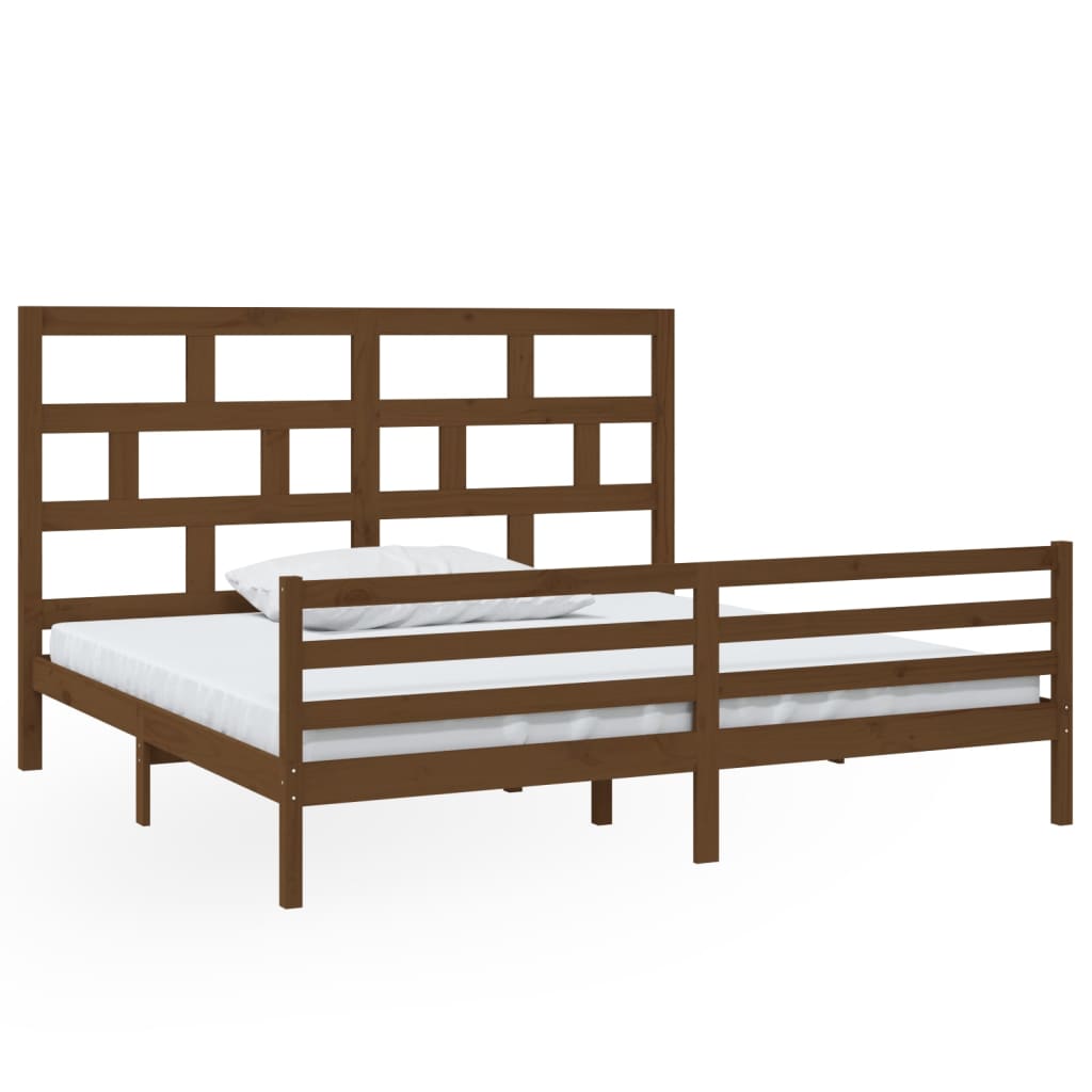 3101306 vidaXL Bed Frame without Mattress Honey Brown Solid Wood 200x200 cm (810453+814217)