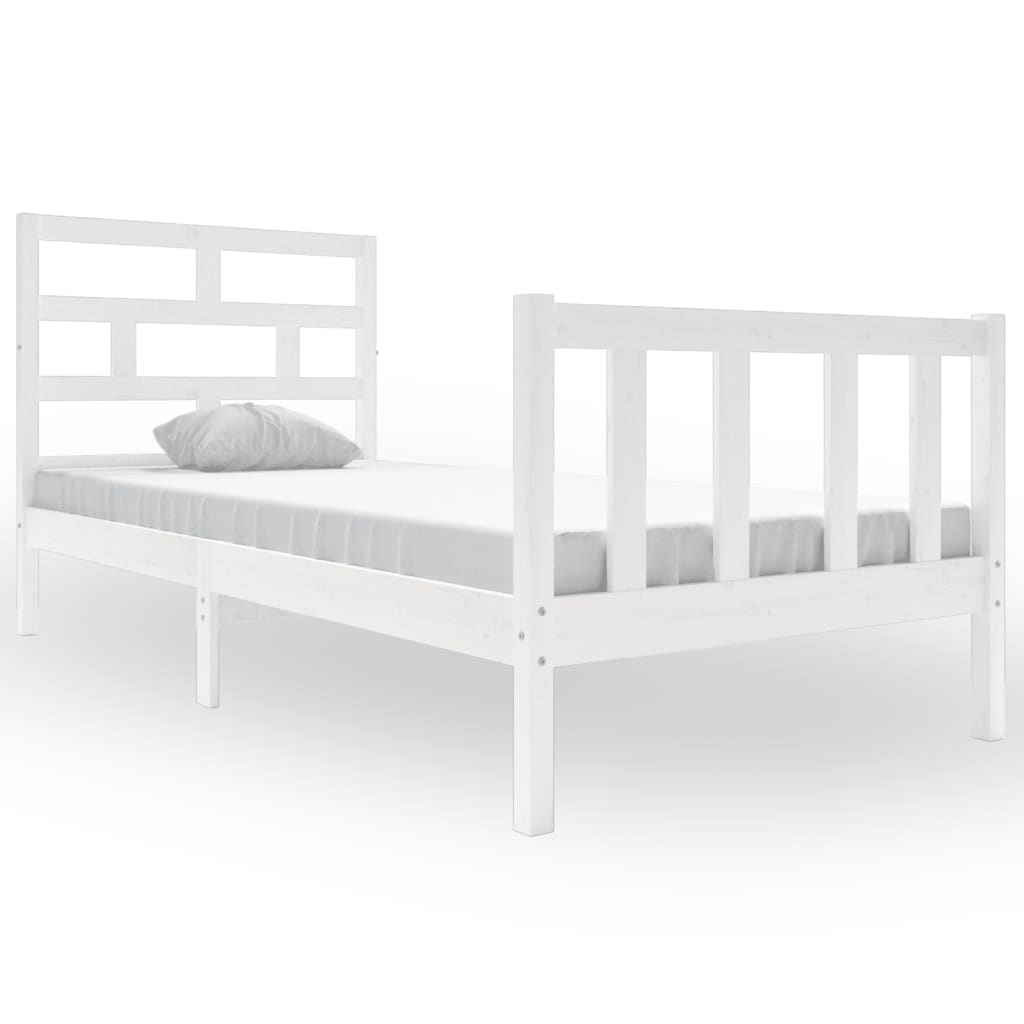 vidaXL Bed Frame without Mattress White Solid Wood Pine Single