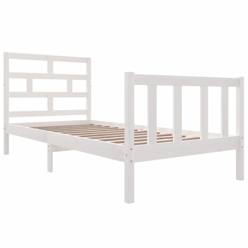 vidaXL Bed Frame without Mattress White Solid Wood Pine Single