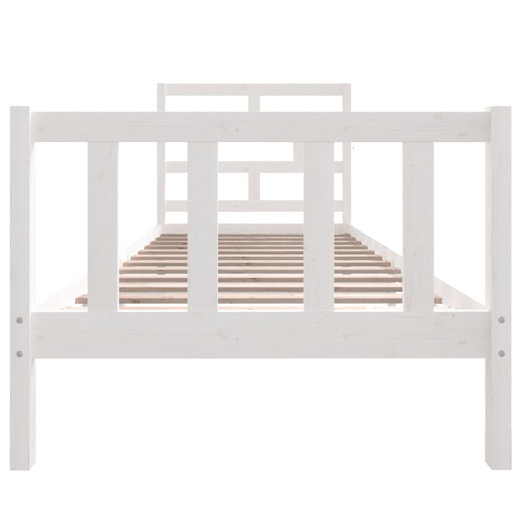 vidaXL Bed Frame without Mattress White Solid Wood Pine Single