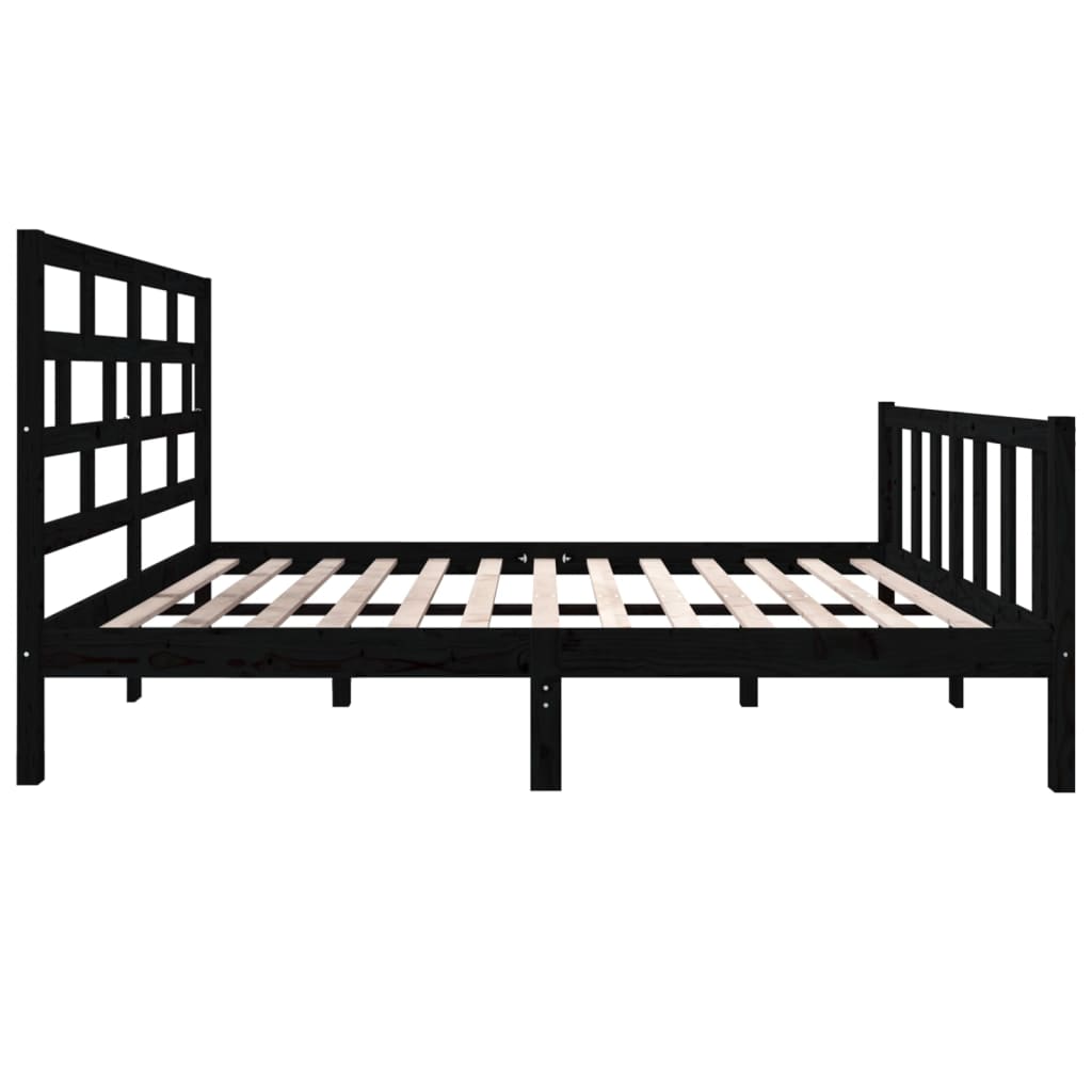 vidaXL Bed Frame without Mattress Black Solid Wood Pine Double