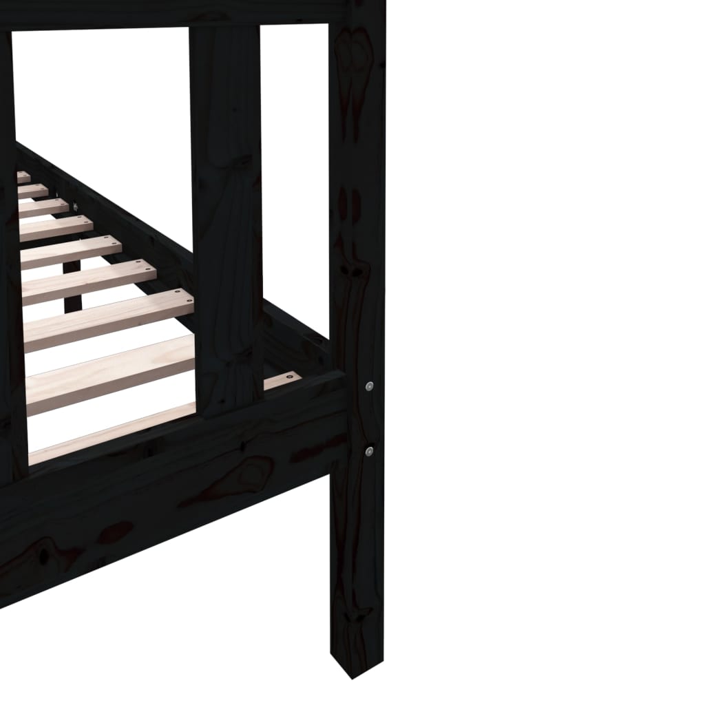 vidaXL Bed Frame without Mattress Black Solid Wood Pine Double