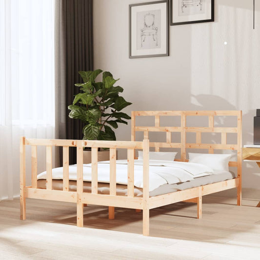 3101328 vidaXL Bed Frame without Mattress Solid Wood 140x190 cm (810062+814194)