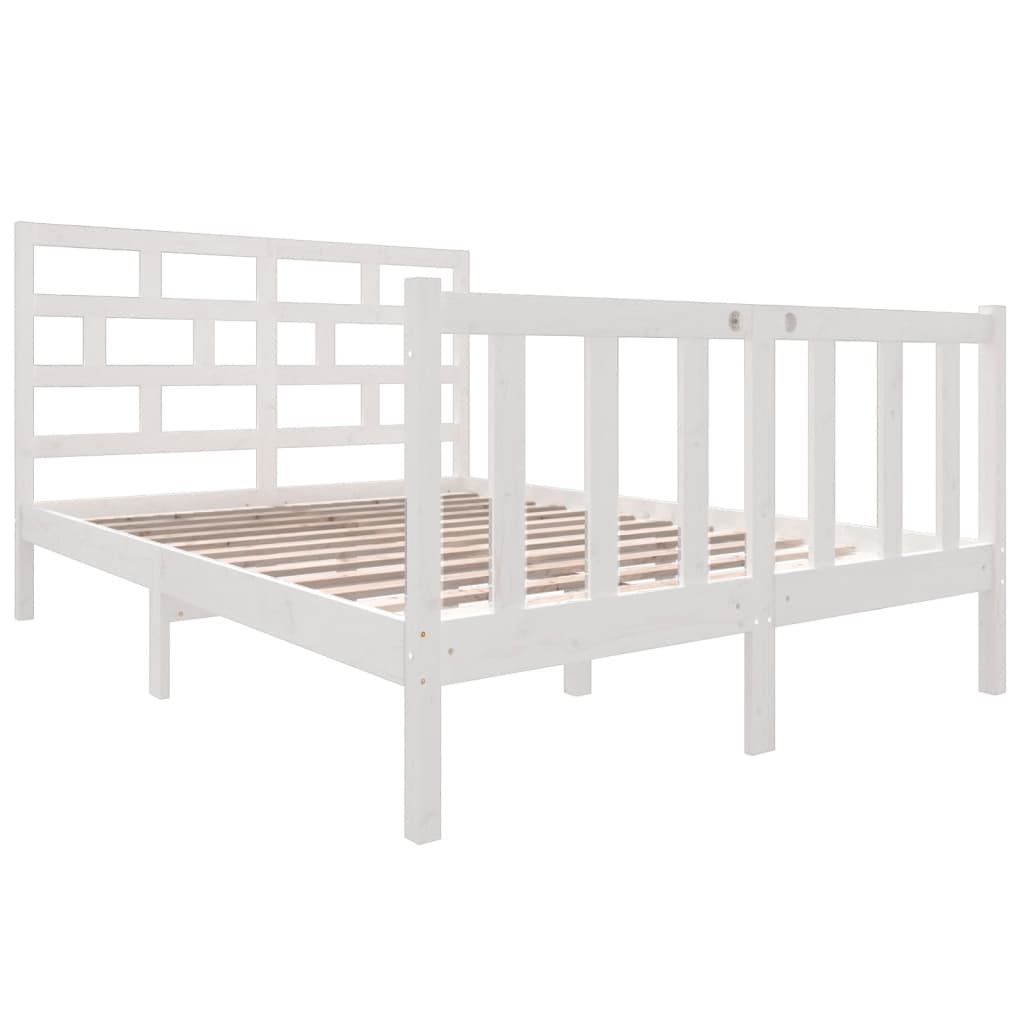 3101329 vidaXL Bed Frame without Mattress White Solid Wood 140x190 cm (810063+814195)