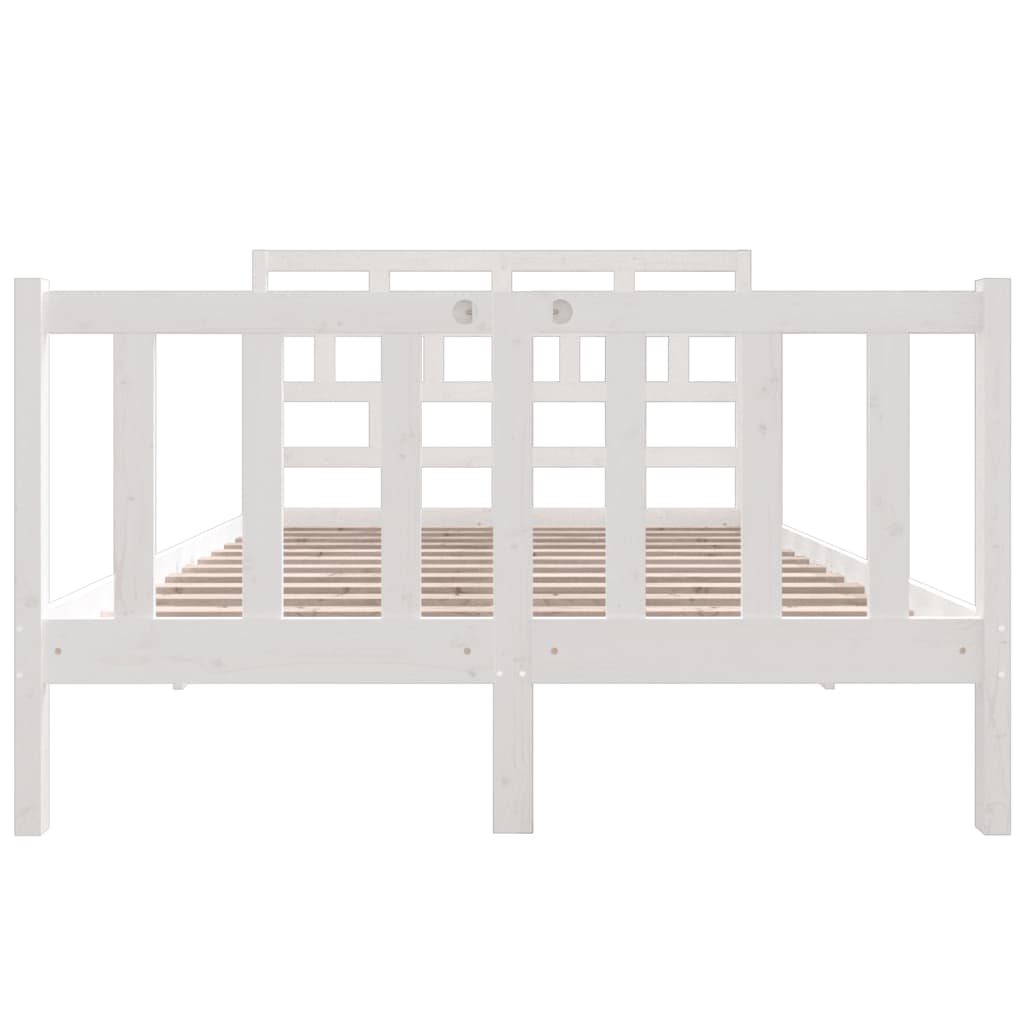 3101329 vidaXL Bed Frame without Mattress White Solid Wood 140x190 cm (810063+814195)