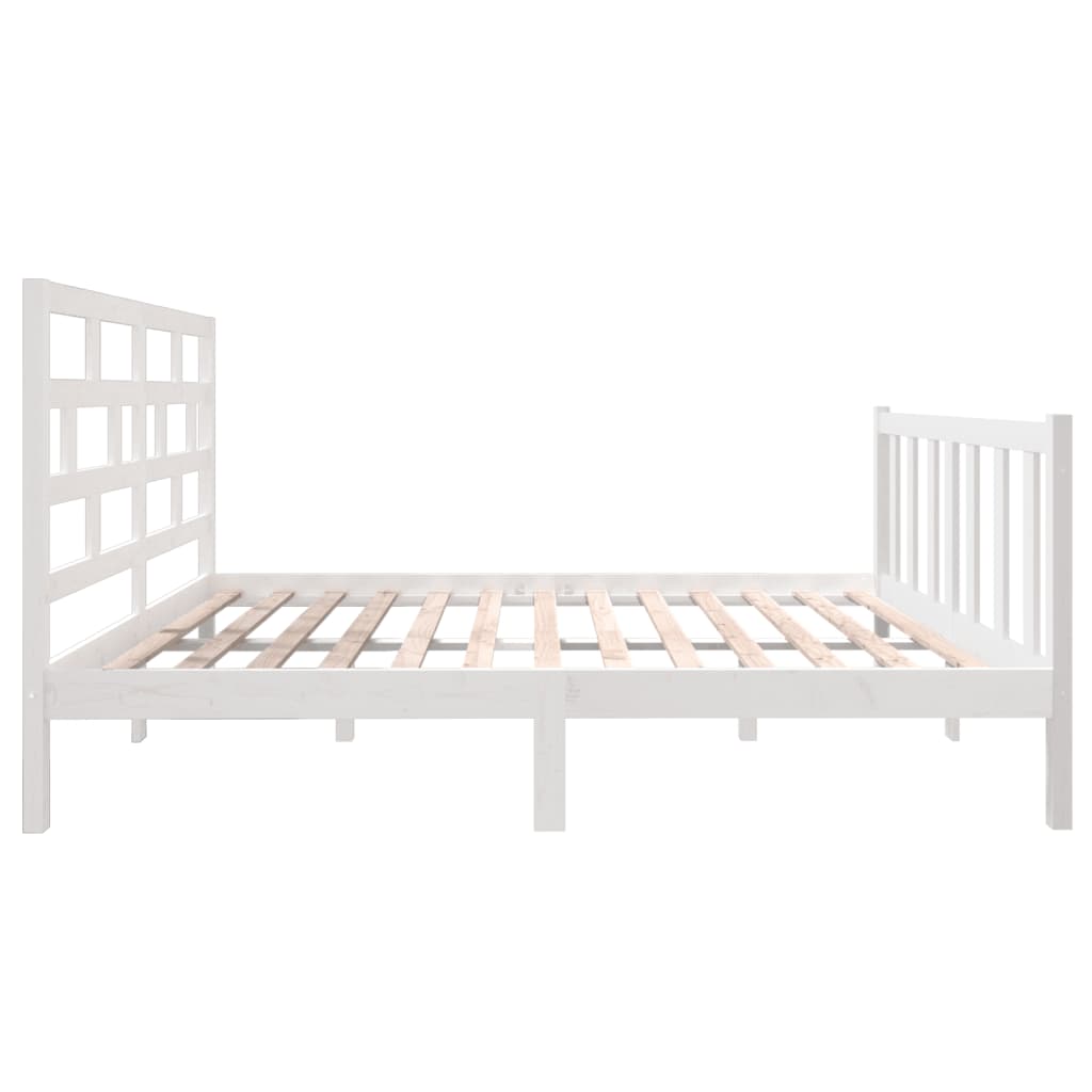 3101329 vidaXL Bed Frame without Mattress White Solid Wood 140x190 cm (810063+814195)