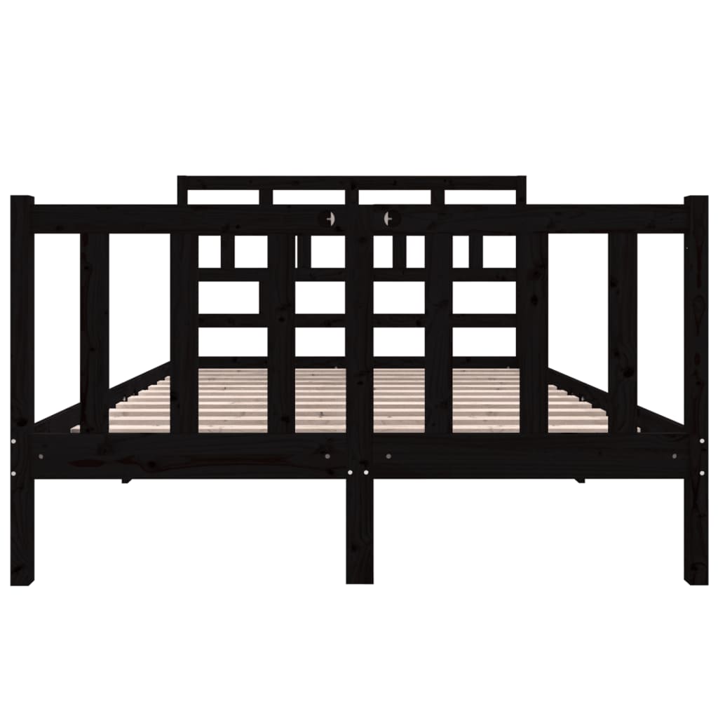 3101332 vidaXL Bed Frame without Mattress Black Solid Wood 140x190 cm (810066+814198)