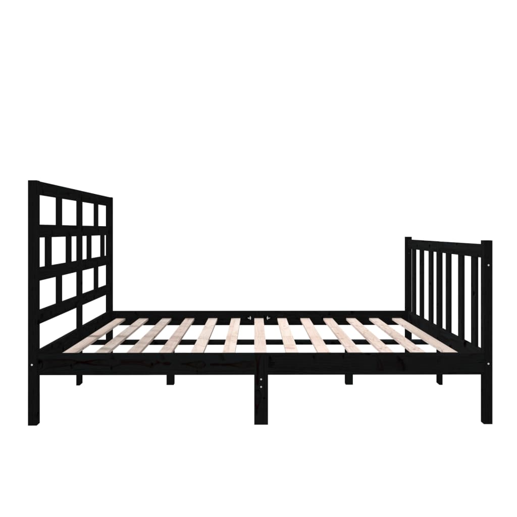 3101332 vidaXL Bed Frame without Mattress Black Solid Wood 140x190 cm (810066+814198)