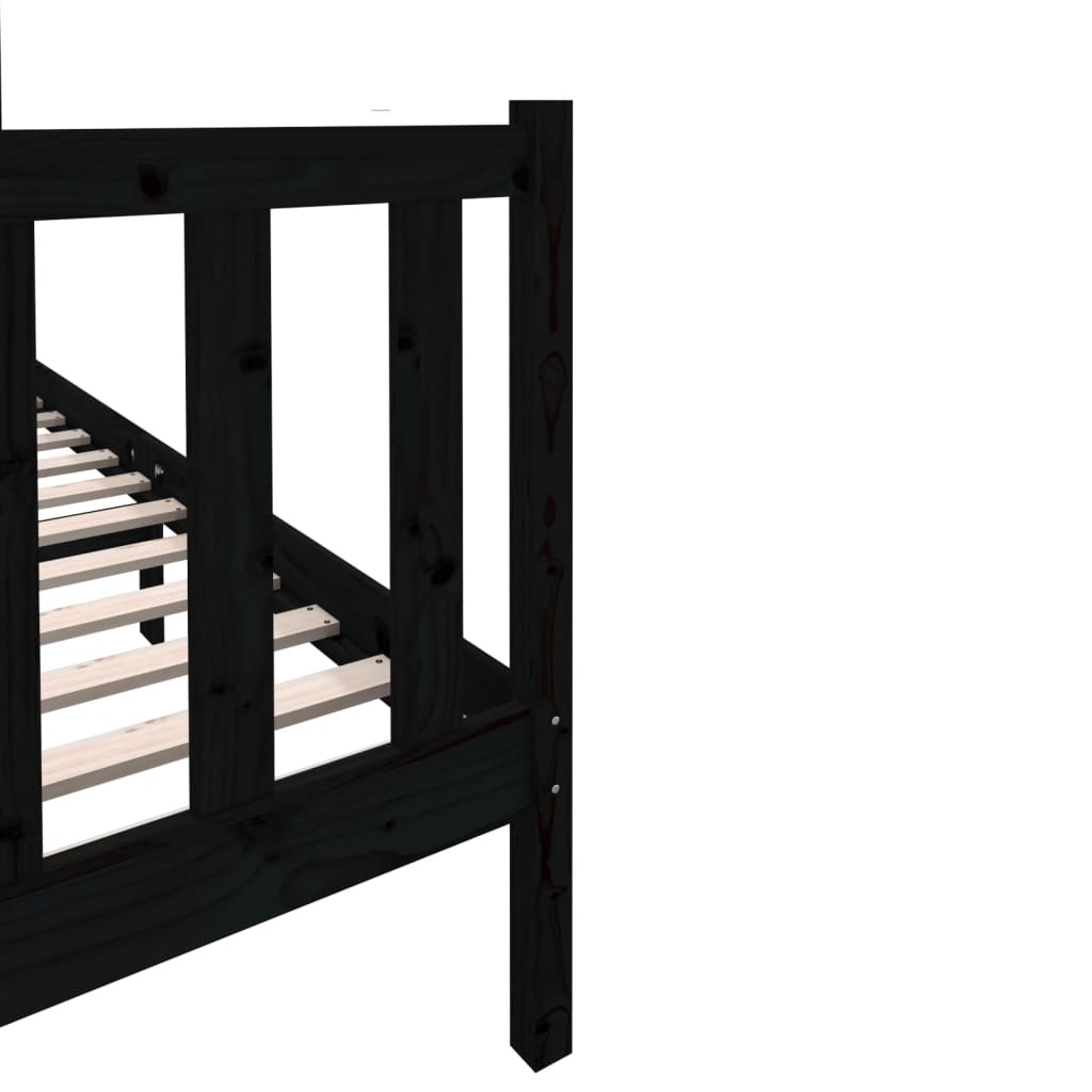 3101332 vidaXL Bed Frame without Mattress Black Solid Wood 140x190 cm (810066+814198)