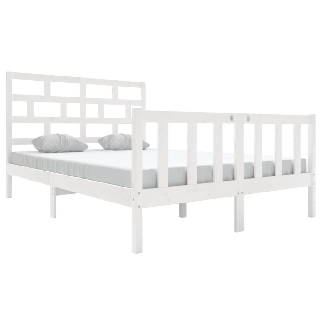 3101344 vidaXL Bed Frame without Mattress White Solid Wood 120x200 cm (810078+814185)