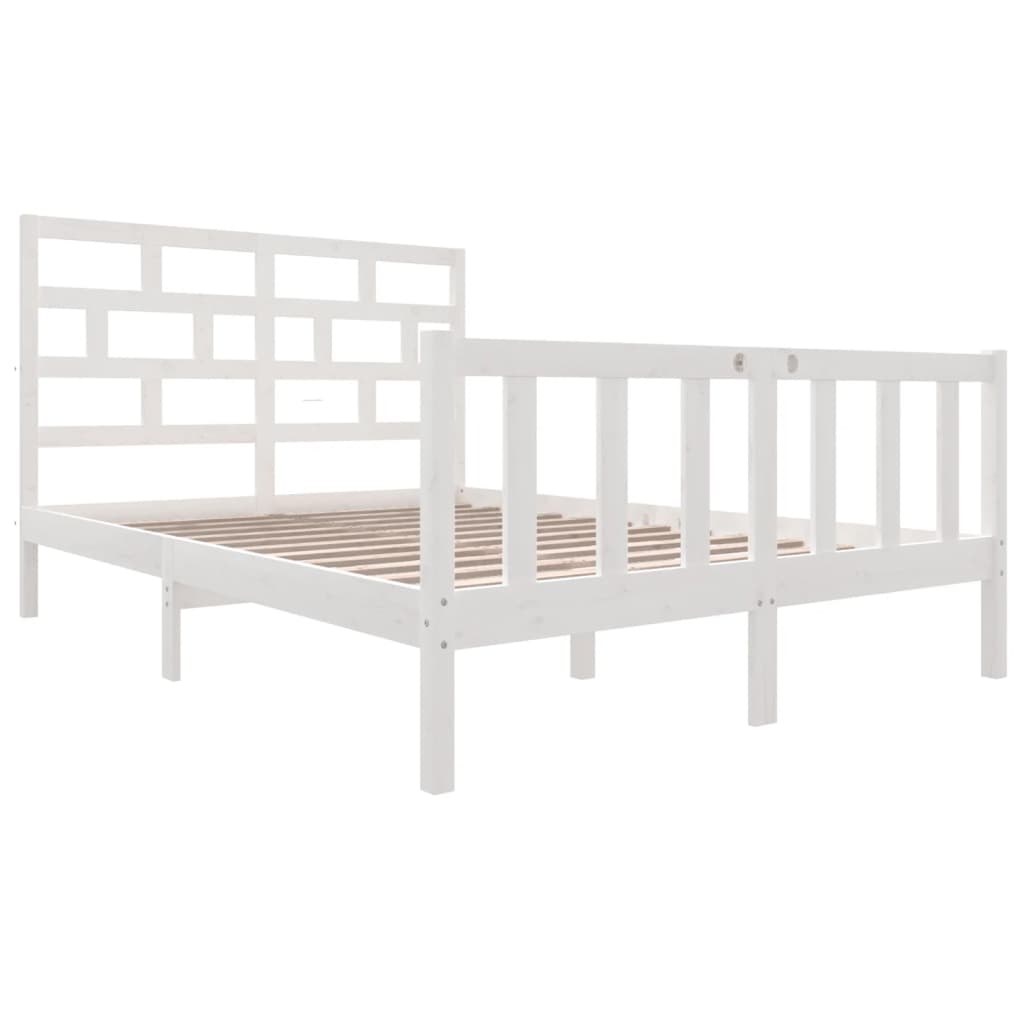 3101344 vidaXL Bed Frame without Mattress White Solid Wood 120x200 cm (810078+814185)