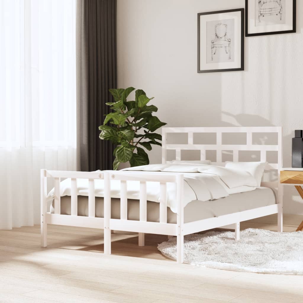 3101344 vidaXL Bed Frame without Mattress White Solid Wood 120x200 cm (810078+814185)