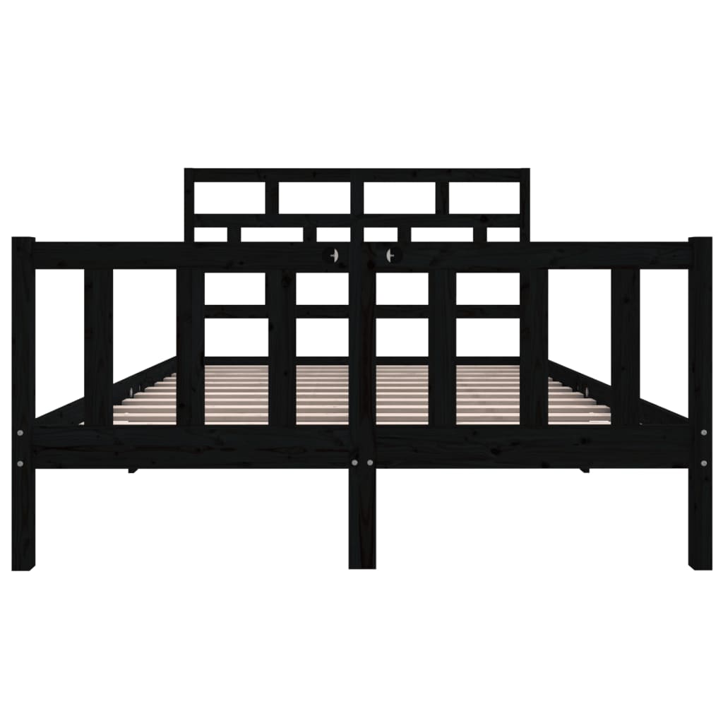 3101352 vidaXL Bed Frame without Mattress Black Solid Wood 140x200 cm (810086+814198)