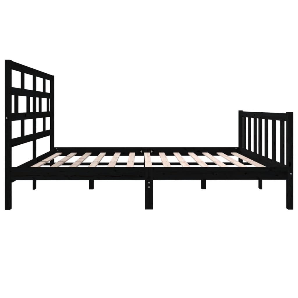 3101352 vidaXL Bed Frame without Mattress Black Solid Wood 140x200 cm (810086+814198)