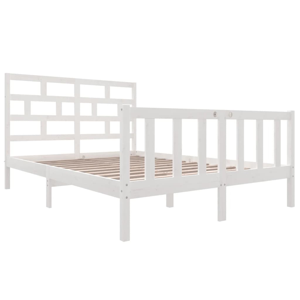 vidaXL Bed Frame without Mattress White Solid Wood Pine King Size