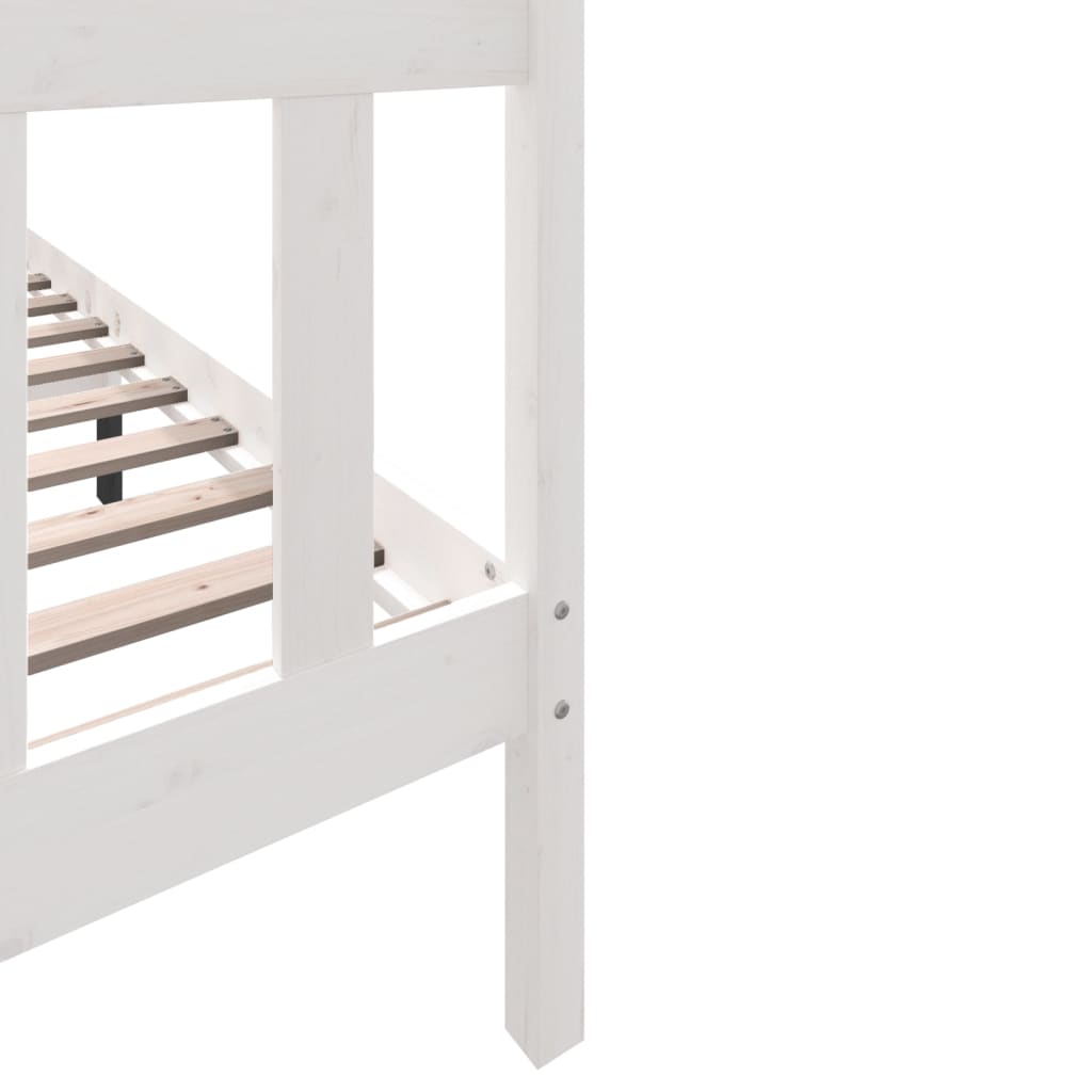 vidaXL Bed Frame without Mattress White Solid Wood Pine King Size