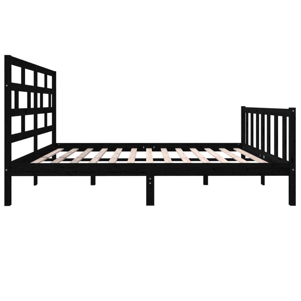 vidaXL Bed Frame without Mattress Black Solid Wood Pine King Size