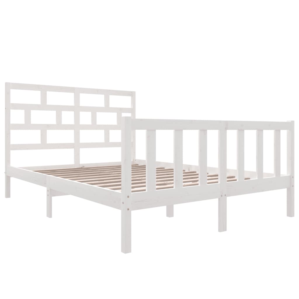 3101359 vidaXL Bed Frame without Mattress White Solid Wood 160x200 cm (810093+814205)