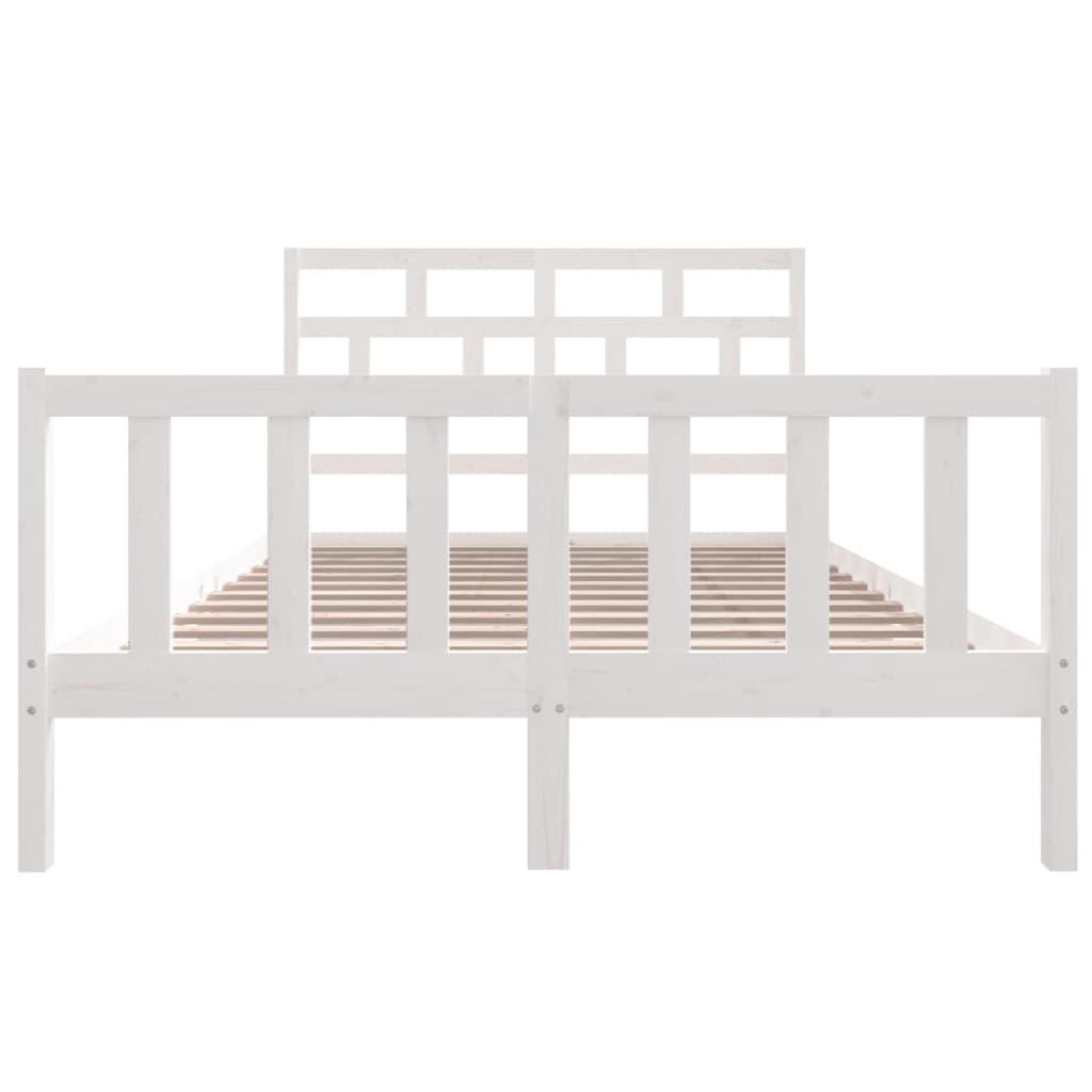 3101359 vidaXL Bed Frame without Mattress White Solid Wood 160x200 cm (810093+814205)