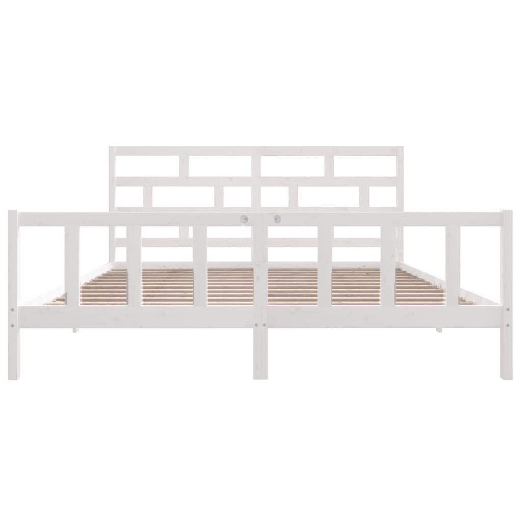 vidaXL Bed Frame without Mattress White Solid Wood Pine Super King