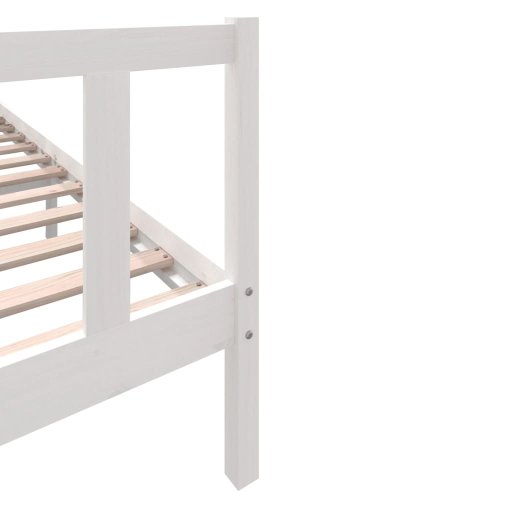 3101369 vidaXL Bed Frame without Mattress White Solid Wood 200x200 cm (810103+814215)