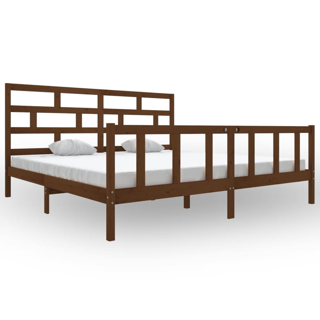 3101371 vidaXL Bed Frame without Mattress Honey Brown Solid Wood 200x200 cm (810105+814217)