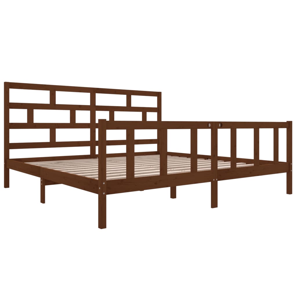 3101371 vidaXL Bed Frame without Mattress Honey Brown Solid Wood 200x200 cm (810105+814217)