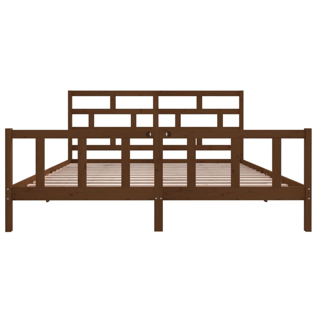 3101371 vidaXL Bed Frame without Mattress Honey Brown Solid Wood 200x200 cm (810105+814217)