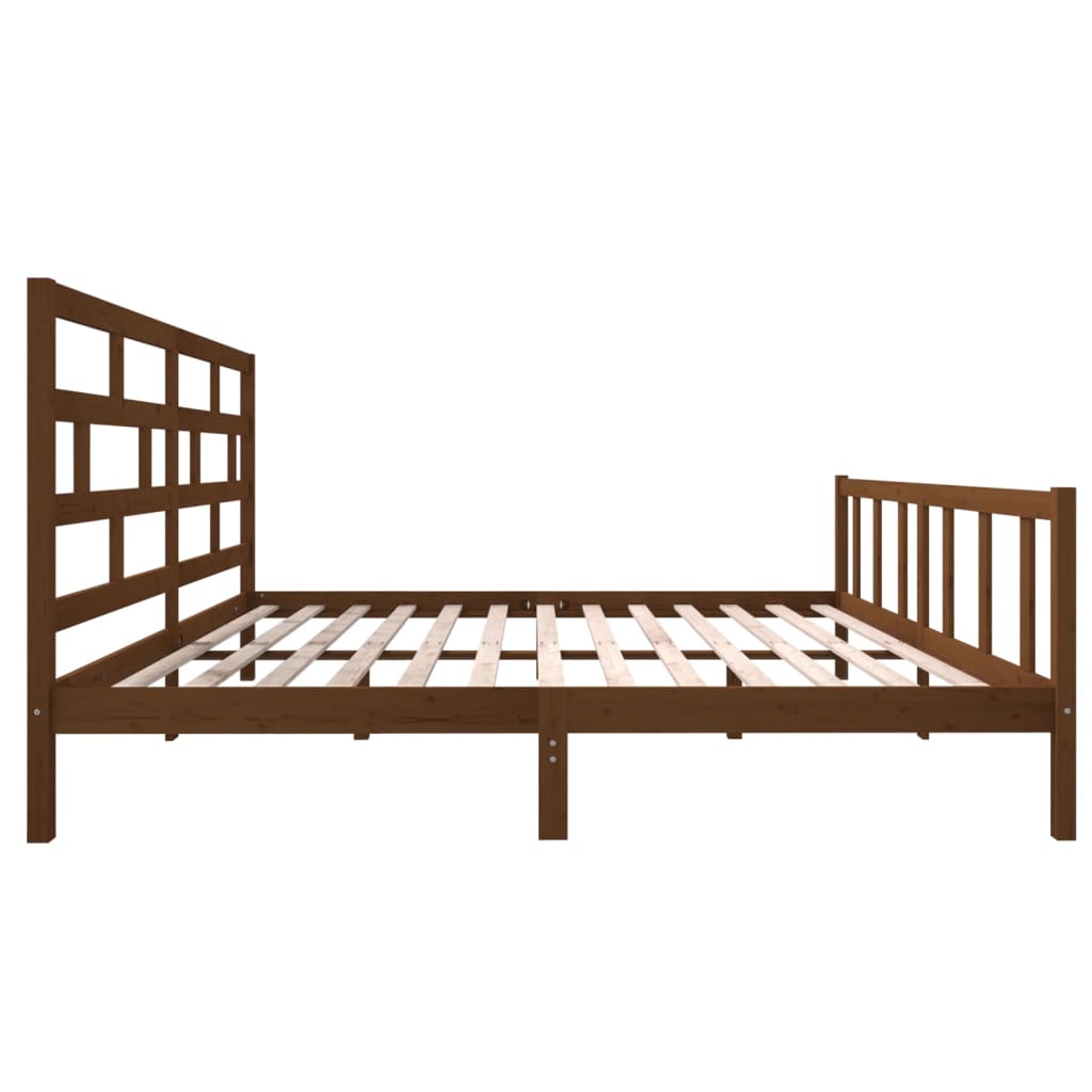 3101371 vidaXL Bed Frame without Mattress Honey Brown Solid Wood 200x200 cm (810105+814217)