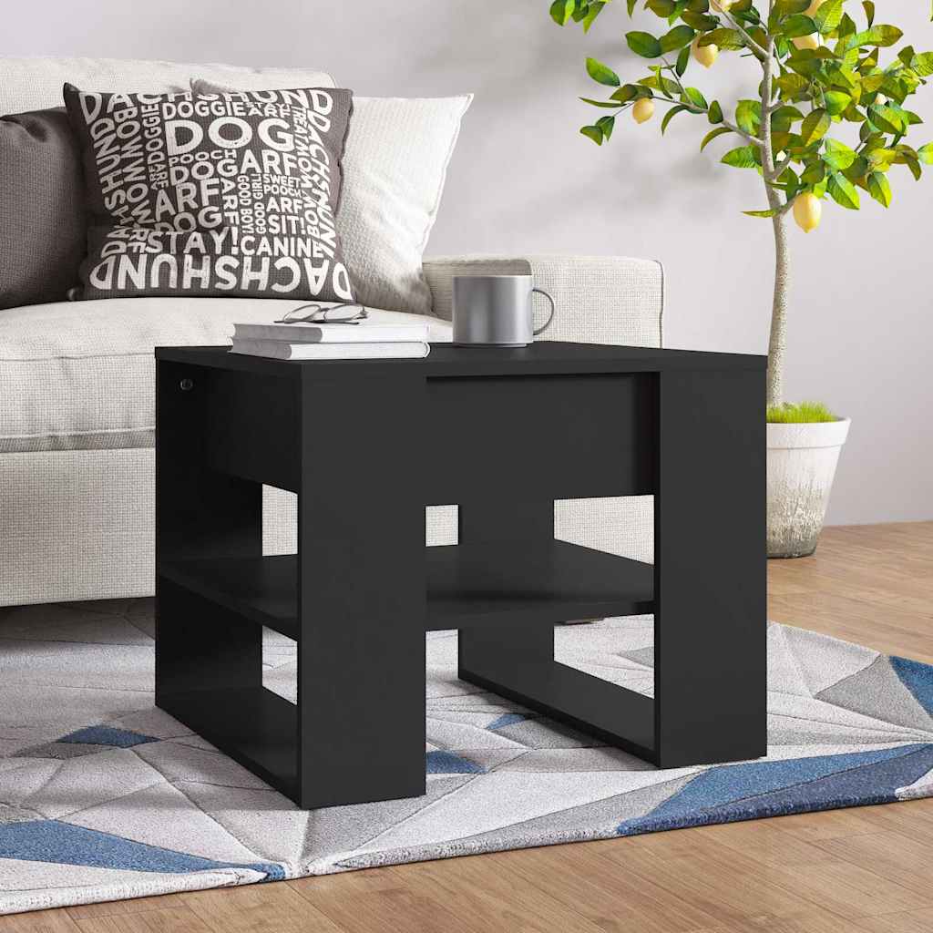 Coffee Table Black 55,5x55x45 cm Engineered Wood