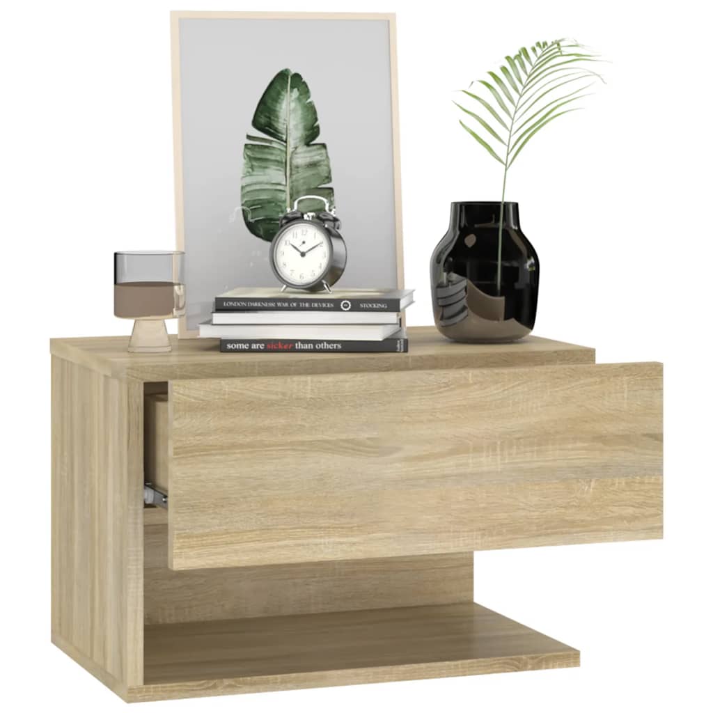 810960 vidaXL Wall-mounted Bedside Cabinets 2 pcs Sonoma Oak