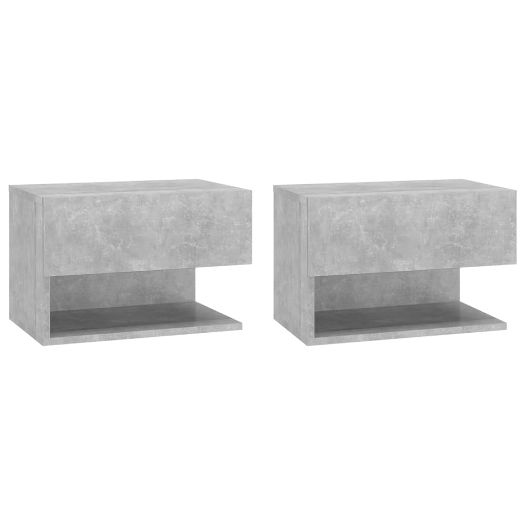 vidaXL Wall-mounted Bedside Cabinets 2 pcs Concrete Grey