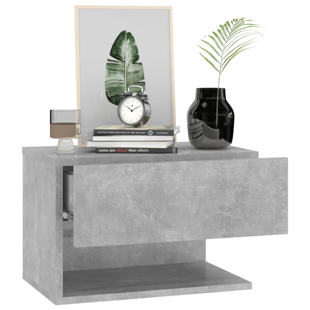 vidaXL Wall-mounted Bedside Cabinets 2 pcs Concrete Grey