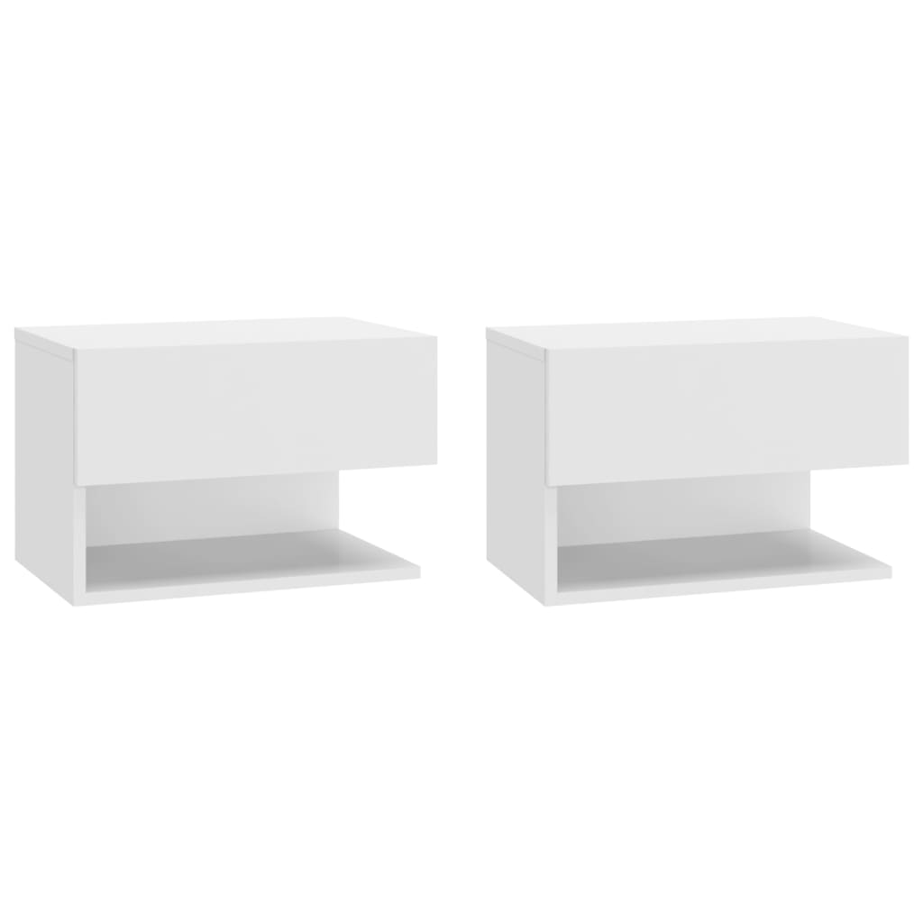 vidaXL Wall-mounted Bedside Cabinets 2 pcs High Gloss White