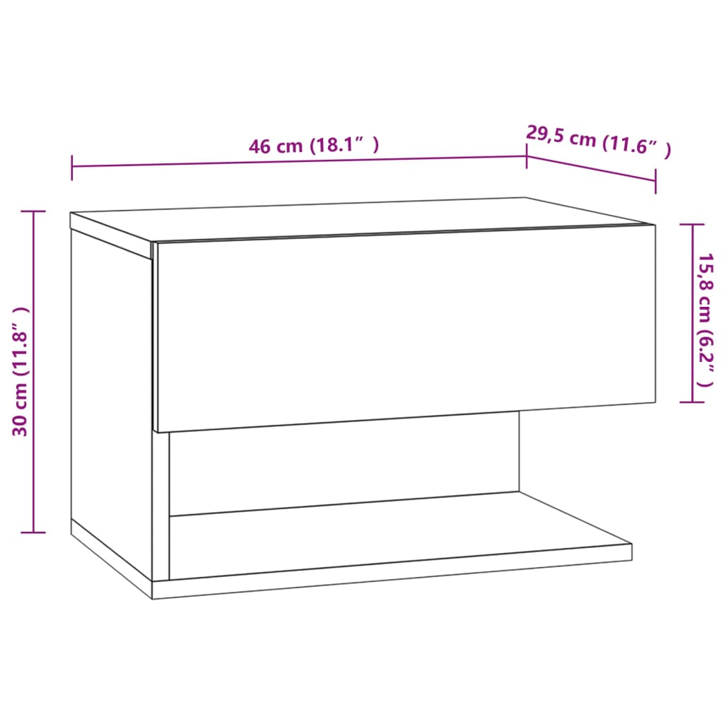 vidaXL Wall-mounted Bedside Cabinets 2 pcs High Gloss White