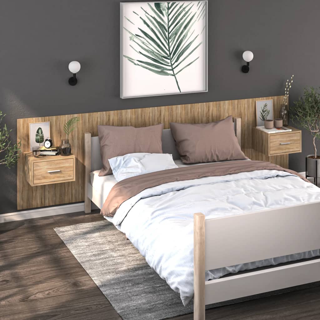 Wall-mounted Bedside Cabinets 2 pcs Sonoma Oak