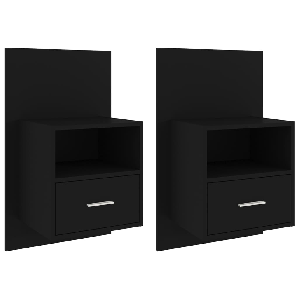 vidaXL Wall-mounted Bedside Cabinets 2 pcs Black