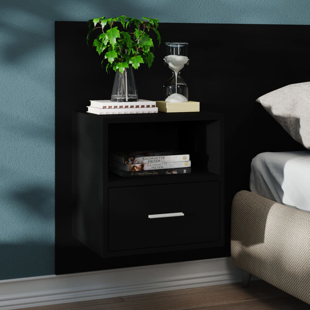 vidaXL Wall-mounted Bedside Cabinets 2 pcs Black