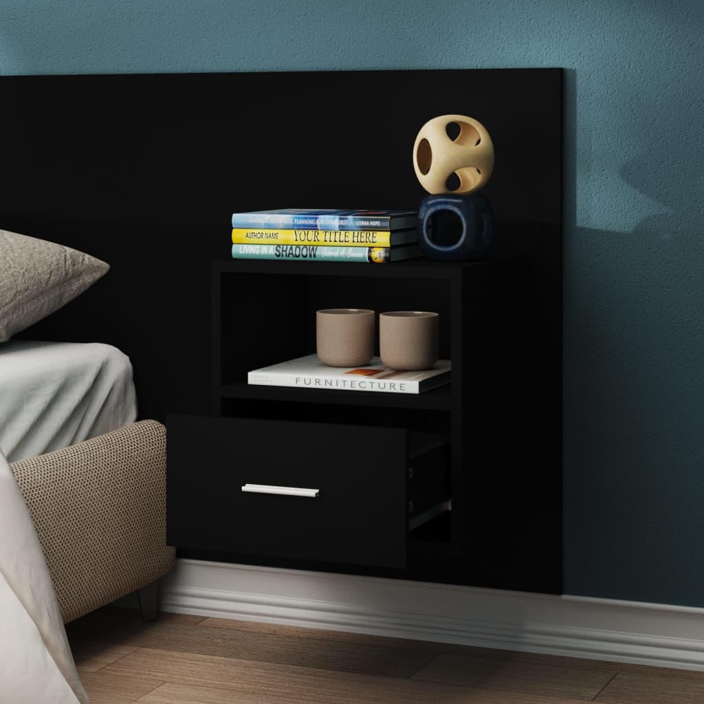 vidaXL Wall-mounted Bedside Cabinets 2 pcs Black