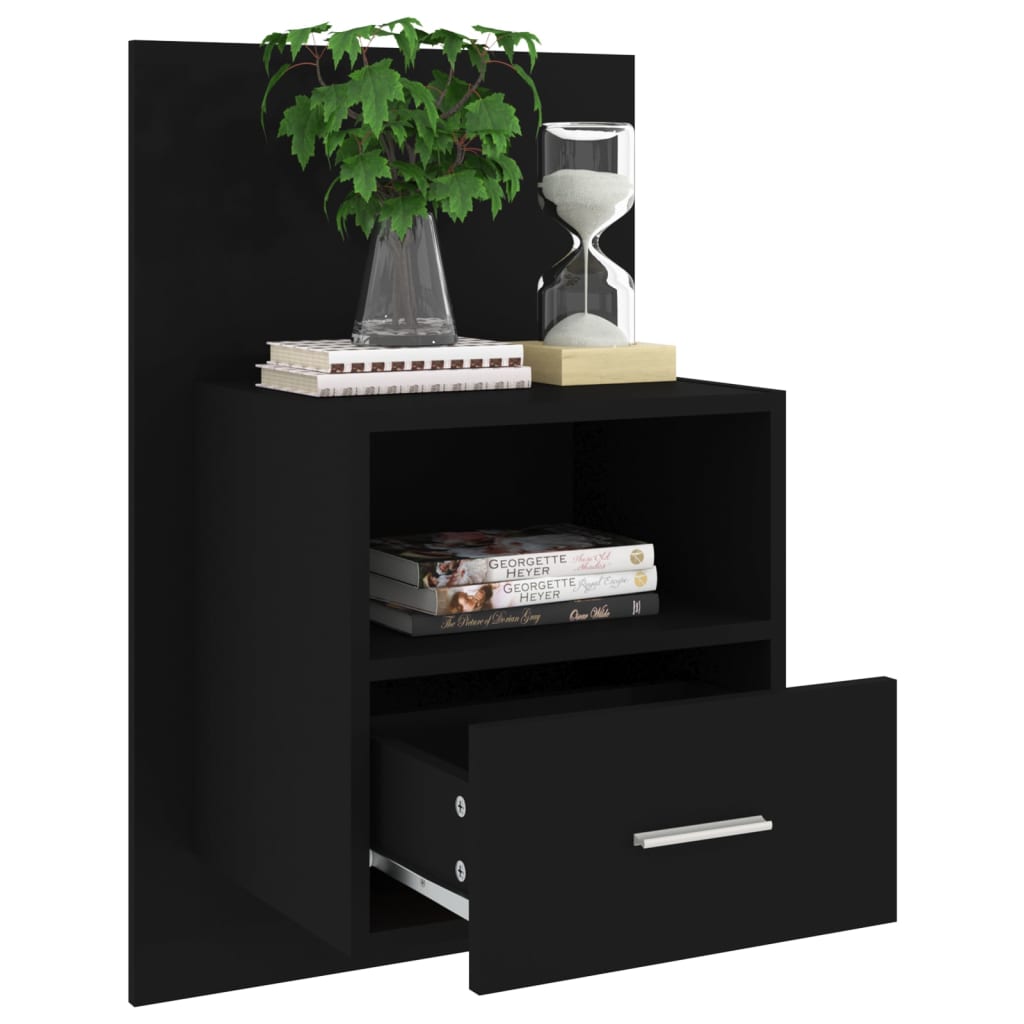 vidaXL Wall-mounted Bedside Cabinets 2 pcs Black