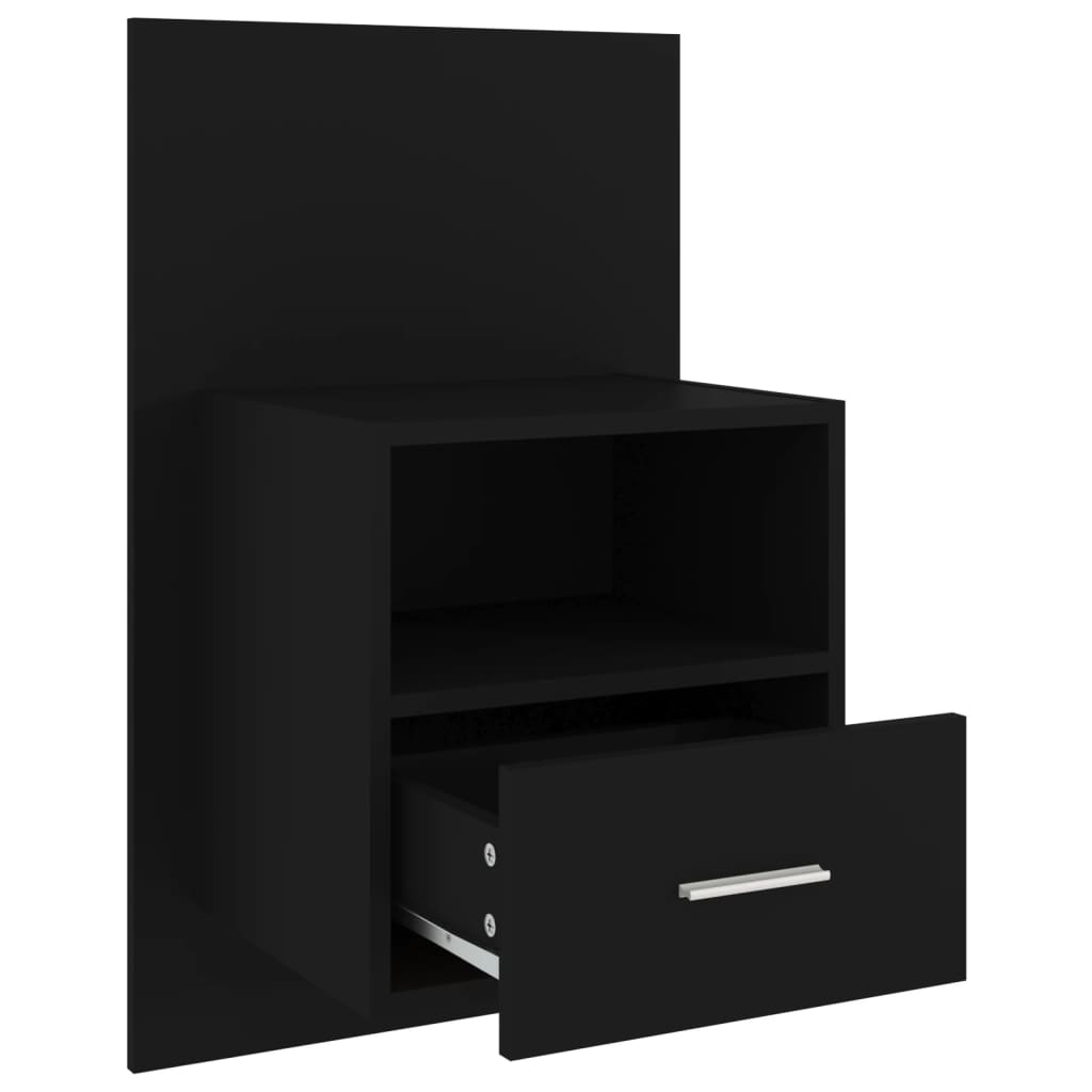 vidaXL Wall-mounted Bedside Cabinets 2 pcs Black